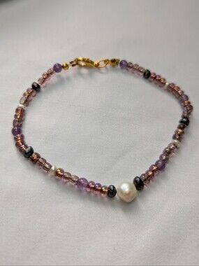 Freshwater Pearl Purple Beaded Pearl Bracelet